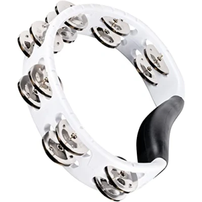 Image of Meinl Percussion Headliner Hand Tambourine 1 Row With Curved Handle ABS Plastic / Steel, White Silver (HTWH)