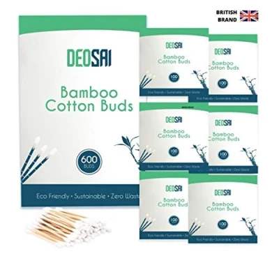 Image of 600 Premium Bamboo Cotton Buds 100% Biodegradable and Plastic Free Ear Great Alternative to Buds/Q Tips/Swabs/Earbuds (600 Count)