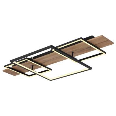 Image of Vanni 95x40cm Integrated LED Semi Flush Ceiling Light Matt Black 3x 3000K