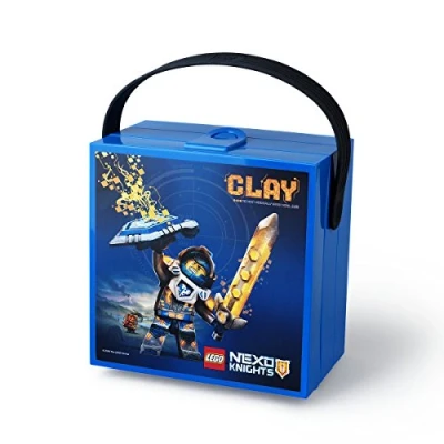 Image of LEGO Nexo Knights Lunch Handle, Portable Storage Box, Blue, 15.9 x 17.3 9.7 cm