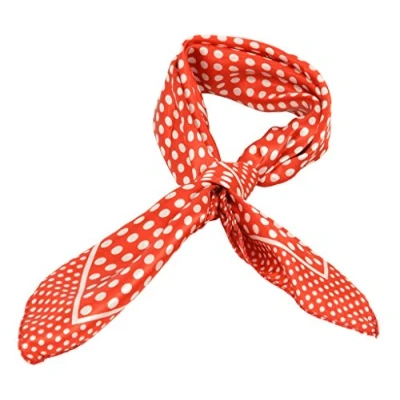 Image of Women Neck Square Scarf Polka Dot Satin Silk Feel Red