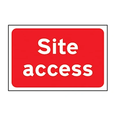 Image of Site Access Construction Road Sign, 3mm Foamed PVC Board, Non Adhesive, W600mm x H400mm