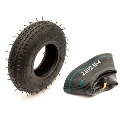Image of Heavy Duty Tyre &amp; Inner Tube 2.80/2.50 4 Ply Line Tread Sack Truck Hand Cart