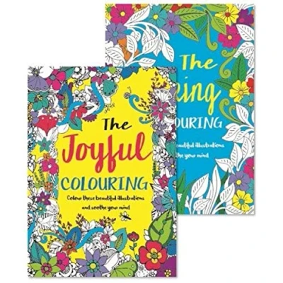 Image of Martello Adult Relaxing A4 Colour Therapy 2 Pack Set Joyful/Spring Colouring Books