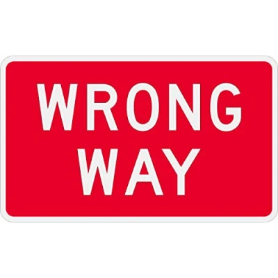 Image of Wrong Way Sign Funny Metal Plaques and Signs Poster 8X12 Inches