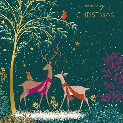 Image of The Art File 8 Pack Christmas Cards Foil Deer &amp; Robin LBX97