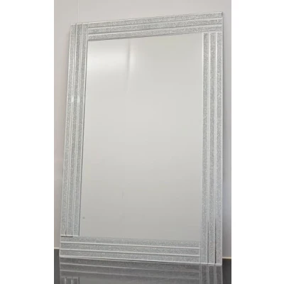 Image of DEENZ Sparkle Silver Triple Edge Glitter Strips Border &amp; Mirror Wall Frame Glass Living Room Lounge 40X60Cm