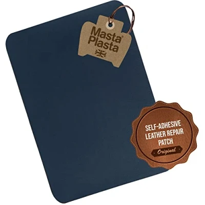 Image of MastaPlasta Original Self Adhesive Leather Repair Patch Navy 28 x 20 cm (11&quot; 8&quot;). Instant Upholstery Quality Scratch &amp; Tear for Sofas, Car Interiors, Bags, Vinyl More