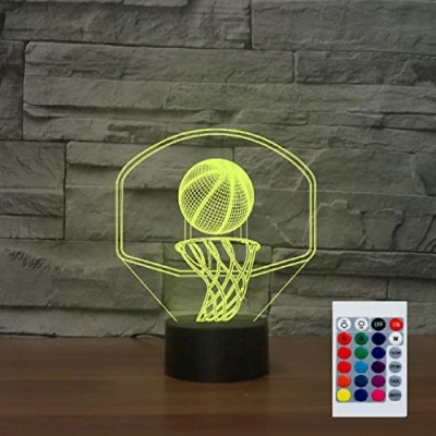 Image of SUPERHONGJIHAO Night Light for Kids 3D Shooting Basketball Led Lamp with Remote Control 16 Color Changing Xmas Birthday Gift Child