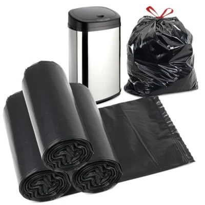 Image of GEEZY 30L Black Bin Bags 60 Pack Recyclable Anti Drip Kitchen Liners Strong and Durable Refuse Sacks Home Office Rubbish Household Garbage