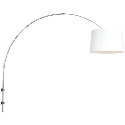 Image of Sparkled Light Cylindrical Wall Lamp Brushed Steel, White Shade