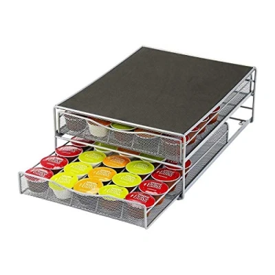 Image of Coffee Machine Stand with 72 Capsule Pod Holder 2 Tier Tea Storage Drawer for Nespresso &amp; Dolce Gusto Capsules