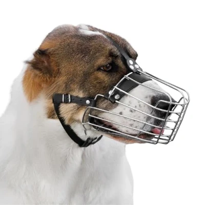 Image of BRONZEDOG Dog Muzzle Wire Basket Metal Mask for Medium Large Dogs (Size 3: Alabai &amp; Maremma)