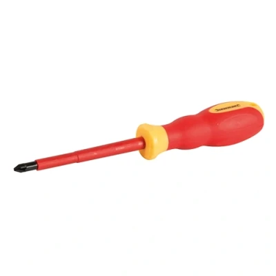 Image of Silverline VDE Soft Grip Electricians Screwdriver Pozidriv PZ2 x 100mm