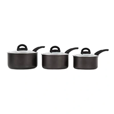 Image of Tower T80302 Cerasure 3 Piece Saucepan Set with Non Stick Coating, Suitable for All Hob Types Including Induction, 16/18/20cm, Graphite