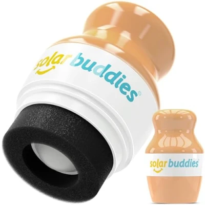 Image of Solar Buddies Refillable Roll On Sponge Applicator for Kids, Adults, Families, Travel Size Holds 100ml Friendly Sunscreen, Suncream and Lotions (Nude)