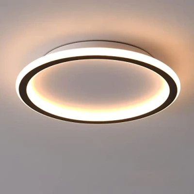 Image of Schindora LED Ceiling Light,Flat 24W Warm White 3000K 2700 LM,Modern Ultra Thin Black Round Lights Ø315mm for Lounge Living Room Kitchen Dining Hallway Home Office Outside Porch