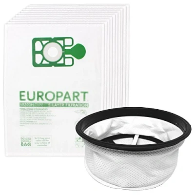 Image of SPARES2GO Microfibre Dust Bags + Cloth Filter for Numatic Henry Hetty James Vacuum Cleaners (Pack of 10 Filter)