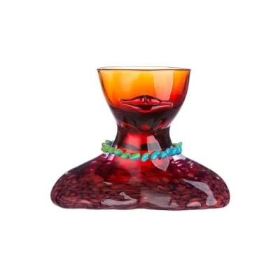 Image of Glass Art Vase Decorative Living Room Gift for Women Birthday Colour: Red Height 25 cm
