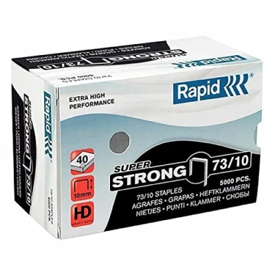 Image of Rapid 73/10mm Super Strong Staples, For Stapling 10 40 Sheets, Use with Heavy Duty Pliers, Galvanised Wire, Box of 5000, 24890400
