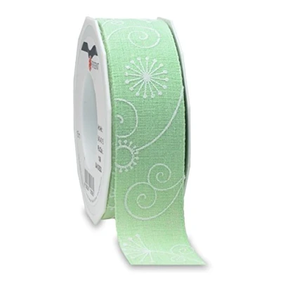 Image of Präsent San Diego Printed Ribbon Pastel Green 15 m Roll 40 mm width