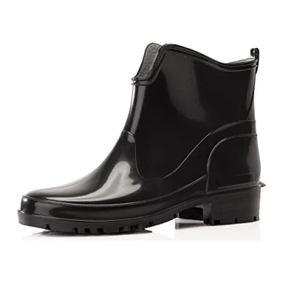 Image of Ladeheid Women&#039;s Ankle Rubber Wellington Boots LA 930 (Black/Black, 3.5 UK)
