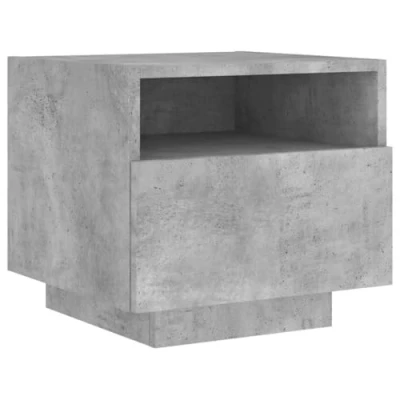 Image of vidaXL Bedside Cabinet with LED Lights, Modern Design, Spacious Drawer, Decorative Display, Concrete Grey For Bedrooms, Engineered Wood Construction