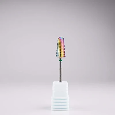 Image of New* Apex® Professional Tungsten Carbide Electric Nail Drill Bit 3/32 inch, 2.35mm Shank for Gels, Acrylics, Art, Manicure, Pedicure, Salon Nails (Volcano Rainbow 2 Way) (Coarse)