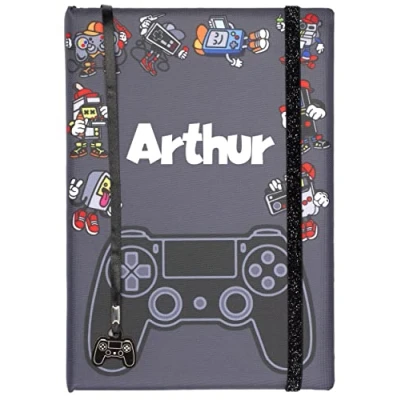 Image of Fringoo Little Gamers Notebook Personalised Kids Stationary 96 Page Journal with Matching Bookmark Great Gifts for Boys
