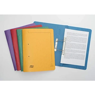 Image of Exacompta Ref 3000Z Europa Spiral File, 350 x 250mm, 300 Micron Hardwearing Mottled Pressboard, Holds 150 Sheets of A4 Paper, Spring Mechanism Assorted Colours, Pack 25