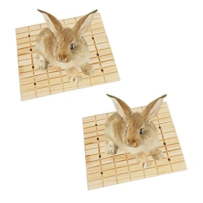 Image of 2 Pack Rabbit Wooden Scratch Board, Bunny Foot Pad, Teeth Grinding Toys for Small Animal, Claws Scratching Pad Toy and cage Accessories Hamster Chinchilla Guinea Pigs(10.62x7.87&quot;)