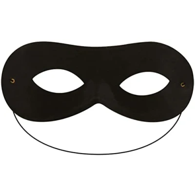 Image of Black Domino Eye Mask Bandit Superhero Costume Cosplay Accessory for Adults with Elastic Strap
