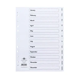 Image of Concord January December Index Polypropylene A4 White 64701