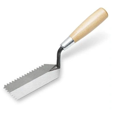 Image of Flooring &amp; Tiling Notched Trowel 5 X 2 Margin 1/4 3/16 V