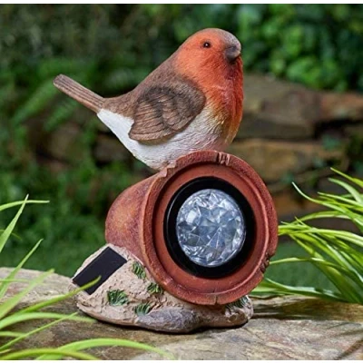 Image of Bloomingtons Direct Solar Powered Robin Rock Light Auto Sensor Garden Decoration 6 8 Hour Output