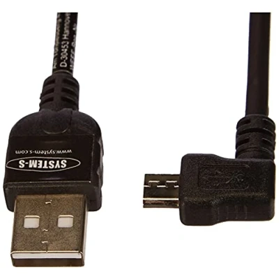Image of System S Micro USB charger data spiral cable connector with 90 angled