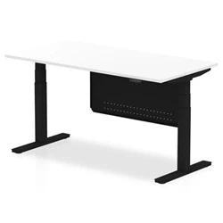 Image of Air 1600x800 Height Adjustable Desk White Black Leg Modesty Panel