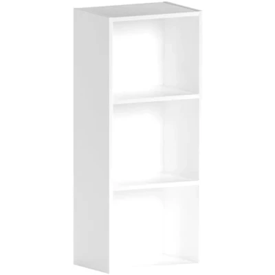 Image of Vida Designs Oxford 3 Tier Cube Bookcase, White Wooden Shelving Display Storage Unit Office Living Room Furniture