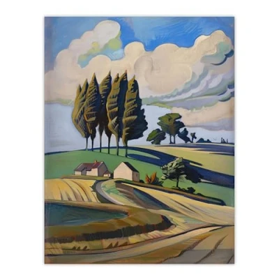 Image of Artery8 Cotswolds Windy Day Countryside English Landscape Living Room Large Wall Art Poster Print Thick Paper 18X24 Inch