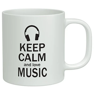Image of Shopagift Keep Calm and Love Music White 10oz Novelty Gift Mug Cup