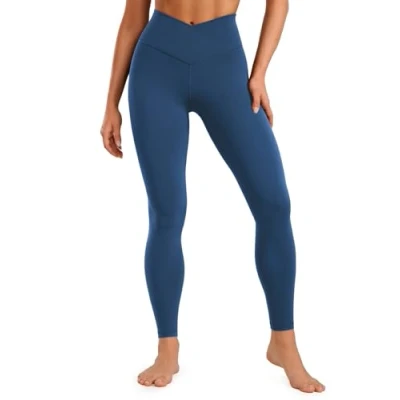 Image of CRZ Yoga Womens Butterluxe Cross Waist 28&#039;&#039; Workout Leggings V High Waisted Gym Soft French Navy 12
