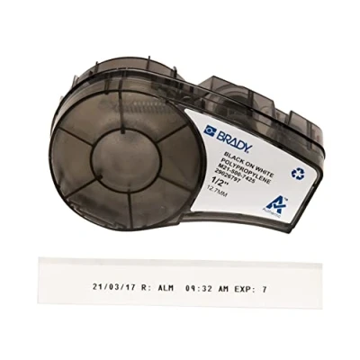 Image of Brady Polypropylene Tape for BMP21 PLUS; LAB; BMP21, 12.70 mm x 6.40 m, Black on White