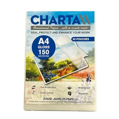 Image of Charta A4 Gloss Laminating Pouches 150 Micron Pack of 50