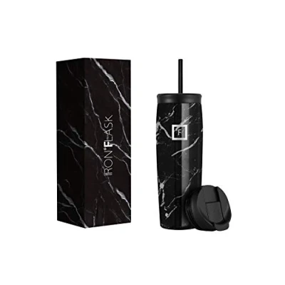 Image of IRON FLASK Nomad Tumbler 710 ml, 2 Lids (Straw/Flip), Vacuum Insulated Stainless Steel Bottle, Double Walled, Thermo Coffee Travel Mug, Water Metal Canteen