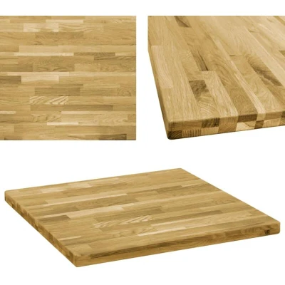 Image of vidaXL Solid Oak Wood Table Top Square Top, 44mm Thickness 80x80 cm Size Lacquered and Sanded Perfect For Dining Coffee Tables Home Commercial Settings Natural ...