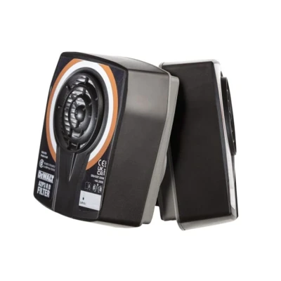 Image of DEWALT Respirator A2P3 R D Combination Filter (Pack of 2) provides protection in workplaces that have high incidences fine dust, lead, silica, MDF particles, or other forms industrial pollutent