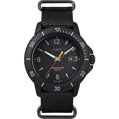Image of Timex Expedition Gallatin Solar 44 Mm Men Slip Thru Black Nylon Strap Watch TW2U30300