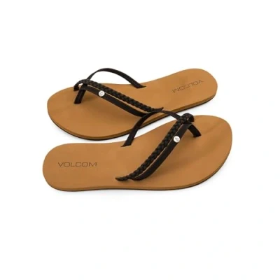 Image of Volcom Women&#039;s Thrills Sandal Flip Flop, Black New, 4 UK