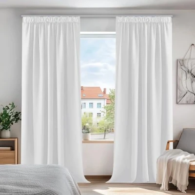 Image of Deconovo Bedroom Curtains Blackout Pencil Pleat Rod Pocket Thermal Insulated for Girls Room Silver Grey W55 x L69 Inch 2 Panels