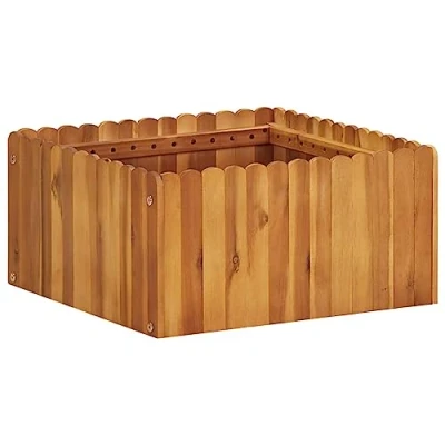 Image of vidaXL Garden Raised Bed Solid Acacia Wood Square Planter Durable Weather Resistant Outdoor Flower Plant Natural Rustic Design Easy Assembly